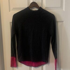 Armani Exchange Dark Grey & Pink Wool Crew Sweater